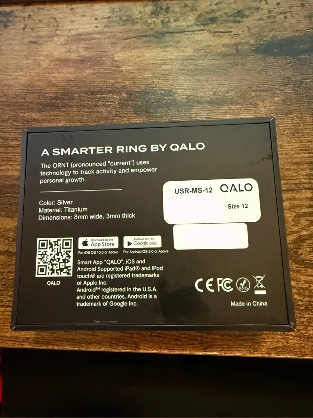 QALO QRNT Smart Ring size 12